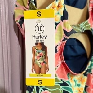 Hurley Floral Swimsuit with Pink and Blue Accents